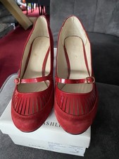 John Lewis New Red Suede And Patient Shoes Size 6