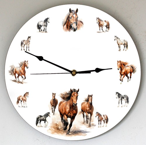 Horses large 28cm wall clock - 28cm,