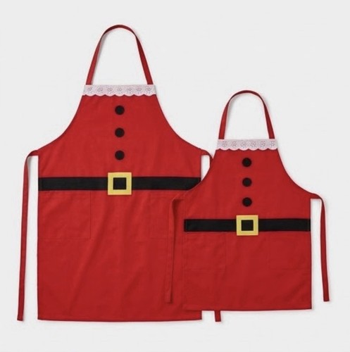 Red merry christmas apron - red,