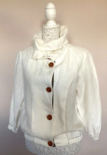 LISA CAMPIONE    WHITE   LINEN    JACKET  SIZE  S   UK 6- 8  EUR3 4- 36