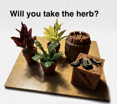Mini herbs crate - herbs, barrel