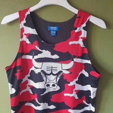 Adidas NBA Bulls Basketball Vest Size M  red Camo Lined
