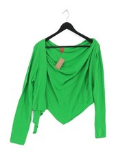 Miss Captain Women's Jumper UK 12 Green Acrylic with Cotton Round Neck Pullover