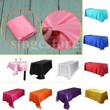 New Satin Tablecloth Rectangle Wedding Table Cover Cloth Banquet Party Decor UK