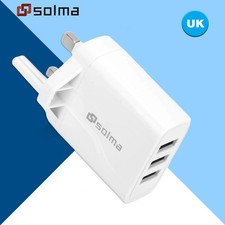 UK 3 Pin Dual USB Plug Adapter