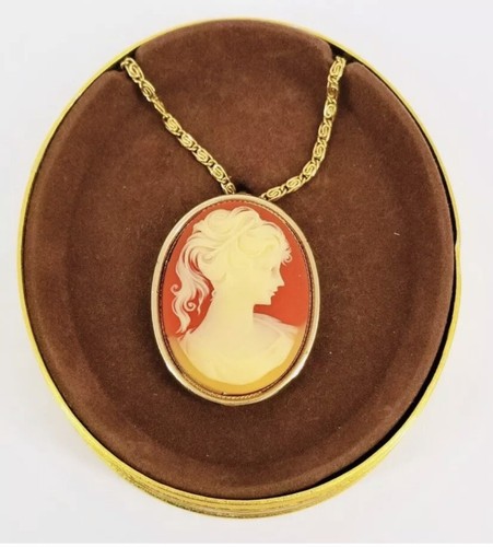 Vtg gold tone cameo - tone,