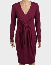 Marks & Spencer Burgundy Dress Stretch Red Wine Bow Knot M&S V Neck