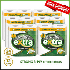 Gentille Extra Kitchen Roll Twin Pack 3-Ply Ultra Strong, Absorbent & Thick (12)