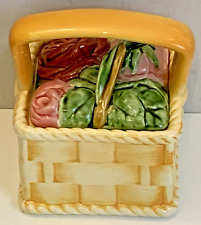 Sarreguemines France Vintage Majolica Rose Basket Biscuit Cookie Jar 1890 - 1910