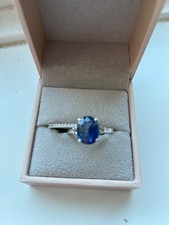 Gemporia 3.2ct Kyanite silver ring QVC Diamonique eternity ring set size N/O