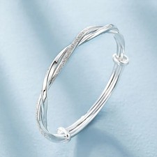Women 925 Sterling Silver Bracelet Bangle Ladies Jewelry Christmas Gift For Her*