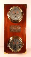 Sewills 8 Bells Ship Clock And Barometer, Brass Cased, Mounted, Vintage