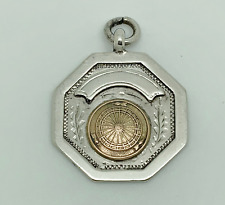 Antique 1933 English Sterling Silver Gold Darts Pictorial Blank Medal Watch Fob