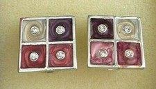 Jewellery.Earrings. lips. Enamelled. Cabouchon .Silver Tone Base.Crystal Accents