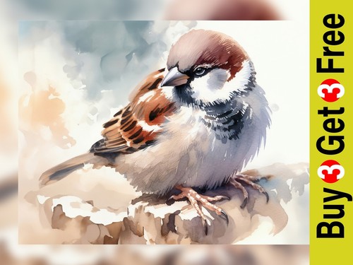 Elegant sparrow watercolor art - elegant,