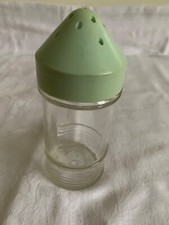 50s 60s Vintage Retro Glass Sugar Shaker Dispenser Green Plastic Top Kitsch