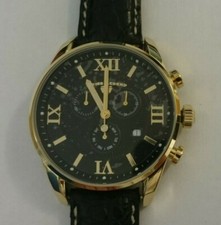 Swiss Legend Mens Quartz Watch Black Dial Black Leather Strap 22011-YG-01-ABR01C