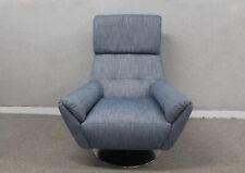 Parker Knoll Design 1703 Blue Fabric Swivel Armchair (Repair On Arm See Photos)