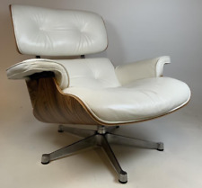 Charles Ray Eames style white leather lounge chair Mid 20th C Potential Vitra