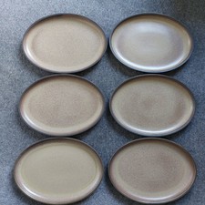 6 Denby Romany Oval Steak Dinner Plates  Brown Speckled VGC