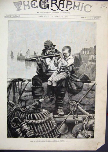 Old antique print little boy - little,