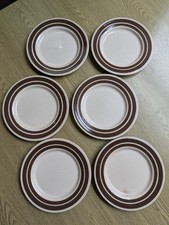 Kiln craft ironstone set six side plates 6 5/8" chocolate bands traditional look
