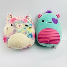 Squishmallows Plush Bundle Tie dye Cat And Teal Monster