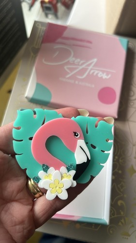 Deer arrow flamingo brooch - deer,