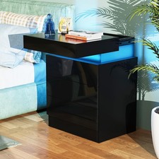 Black LED Bedside Table -3
