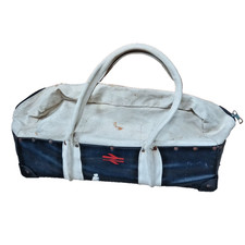 VINTAGE BRITISH RAILWAYS CANVAS TOOL BAG, white & black 1970s RETRO RAILWAYANA