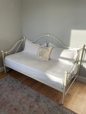 Single Laura Ashley, cream metal daybed with mattress, 
