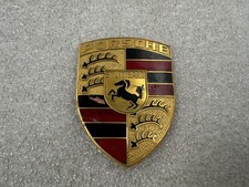 Original Porsche Bonnet Badge 90155921020 – Garage Find Damaged Pins – Rare OEM
