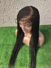 30'' C-Part Cornrow Braided Wig Human hair Lace Ghana Weaving Bleached Knot Wig