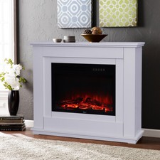 Modern Electric Fire LED Fireplace / Fire Core / White Surround Suit + Remote