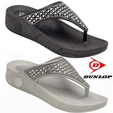 Ladies Low Wedge Heel Comfort Walking Fit Flip Flops Fitness Toning Sandals Shoe