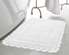 Laura Ashley Crochet Cotton 21x34 in. Bath Rug, Creamy White