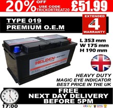 019 Heavy Duty Car/Van Battery - Fits many large diesel 100AH/C100 Heavy Duty