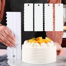 4Pcs Cake Decorating Comb Edge Smoother Cream Butter Scraper Pastry Baking Tool