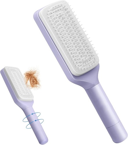 Self cleaning hair brush for - self,