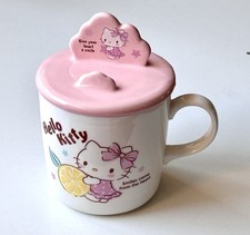Licensed Sanrio Hello Kitty porcelain pink & white 380 ml mug & lid