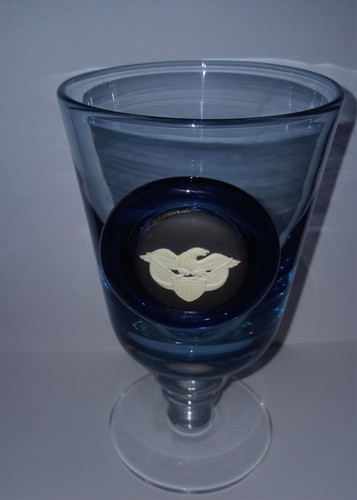 Wedgwood blue glass goblet - glass,