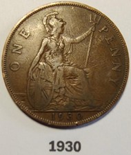 1930 George V One Penny Coin