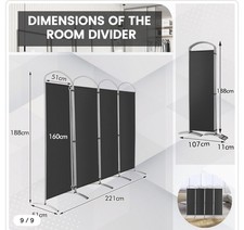 Costway 4 Panel Grey