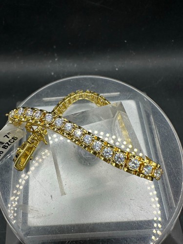 Gold tennis bracelet - , cubic