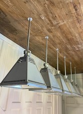 Large Mid Century Industrial Aluminium Pyramid Ceiling Restaurant Retail Lights