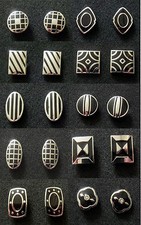 MENS BLACK & SILVER COLOURED METAL CUFFLINKS - VARIOUS SHAPES AND PATTERNS