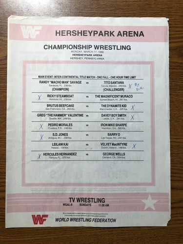 Wwf hershey 1986 match - hershey, pa