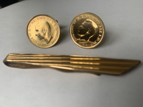 Rolled gold tie pin cufflink - tie,