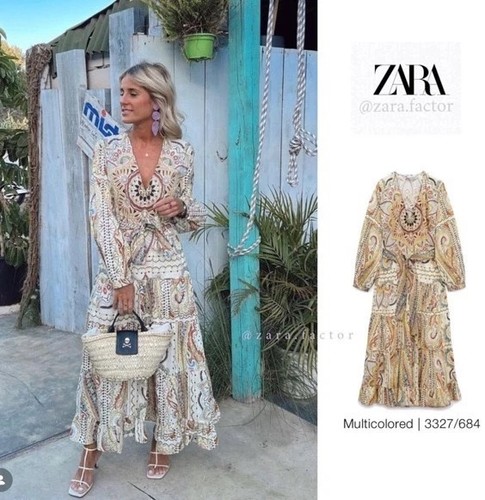 Zara paisley cotton belted - zara,