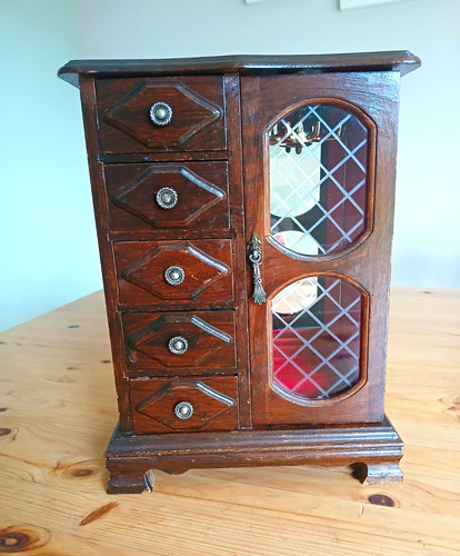Wooden jewellery box mirror - wooden,